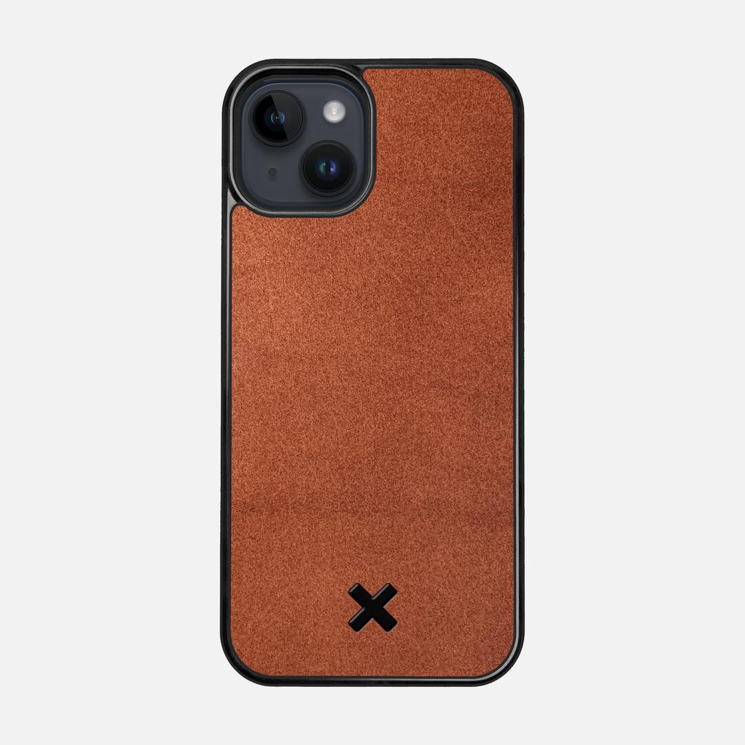 Whiskey Leather Case for the Apple iPhone 14 featuring a Genuine Leather backer with the Keyway X Mark#Phone Model_iPhone 14
