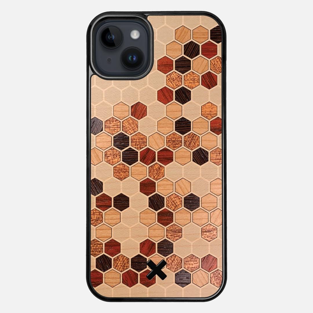Cellular Case for the Apple iPhone 14 Plus featuring a Maple, Cherry, Sapele, Padauk, and Wenge Wood backer with the Keyway X Mark#Phone Model_iPhone 14 Plus