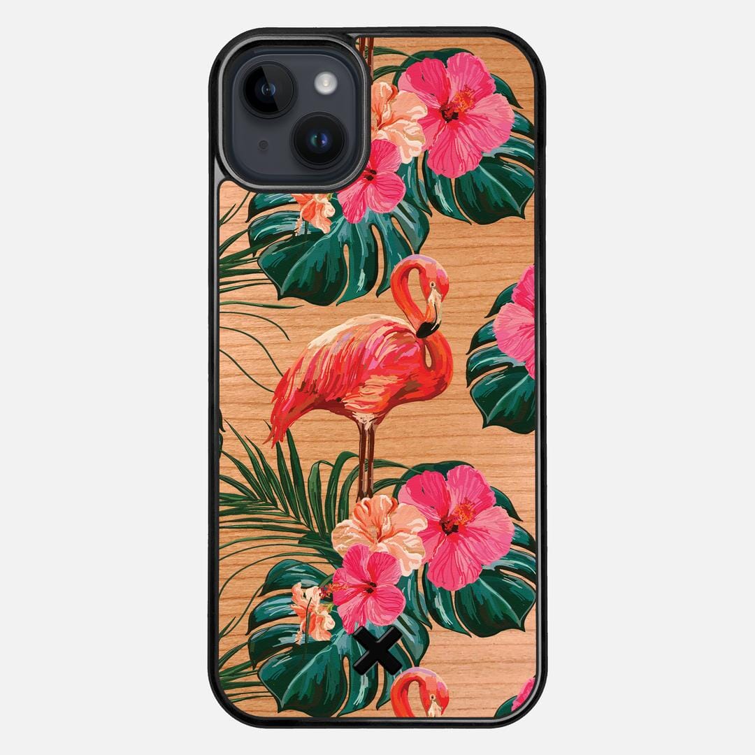 Flamingo Case for the Apple iPhone 14 Plus featuring a UV Printed Cherry Wood backer with the Keyway X Mark#Phone Model_iPhone 14 Plus