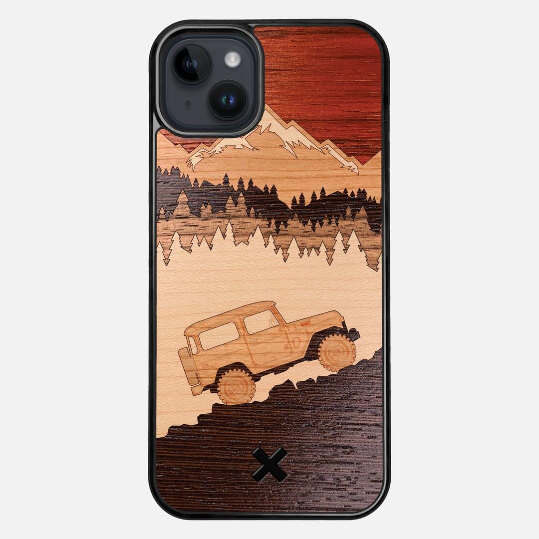Off-Road Case for the Apple iPhone 14 Plus featuring a Padauk, Cherry, Maple, and Walnut Wood backer with the Keyway X Mark#Phone Model_iPhone 14 Plus
