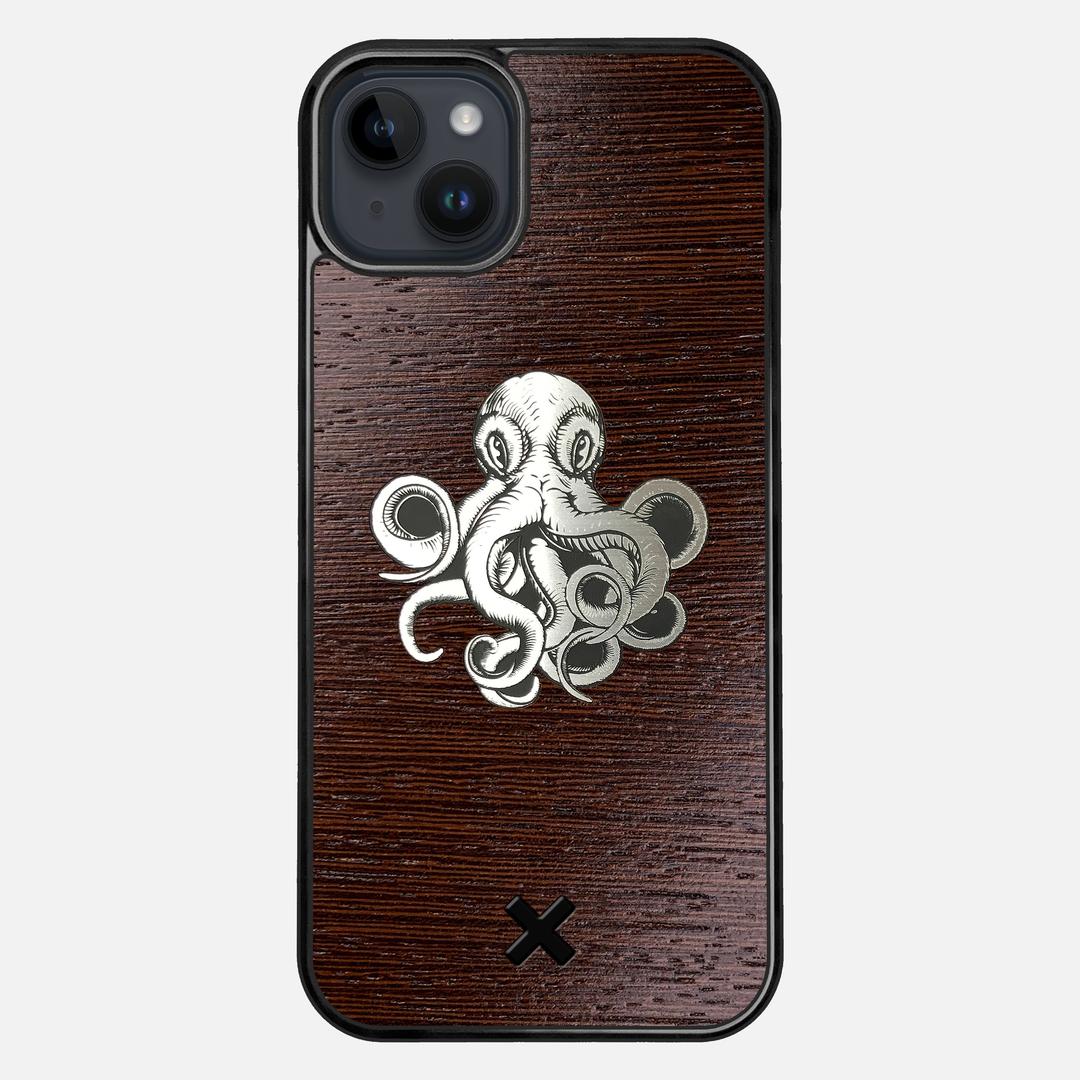 Prize Kraken Case for the Apple iPhone 14 Plus featuring an Engraved Silver and Wenge Wood backer with the Keyway X Mark#Phone Model_iPhone 14 Plus