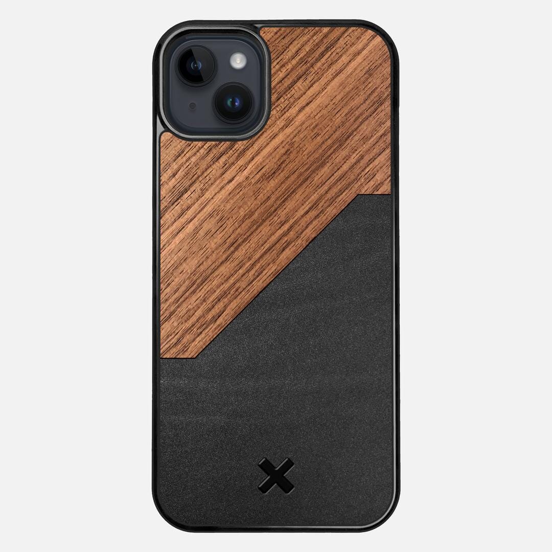 Walnut Rift Case for the Apple iPhone 14 Plus featuring a Genuine Leather and Walnut Wood backer with the Keyway X Mark#Phone Model_iPhone 14 Plus