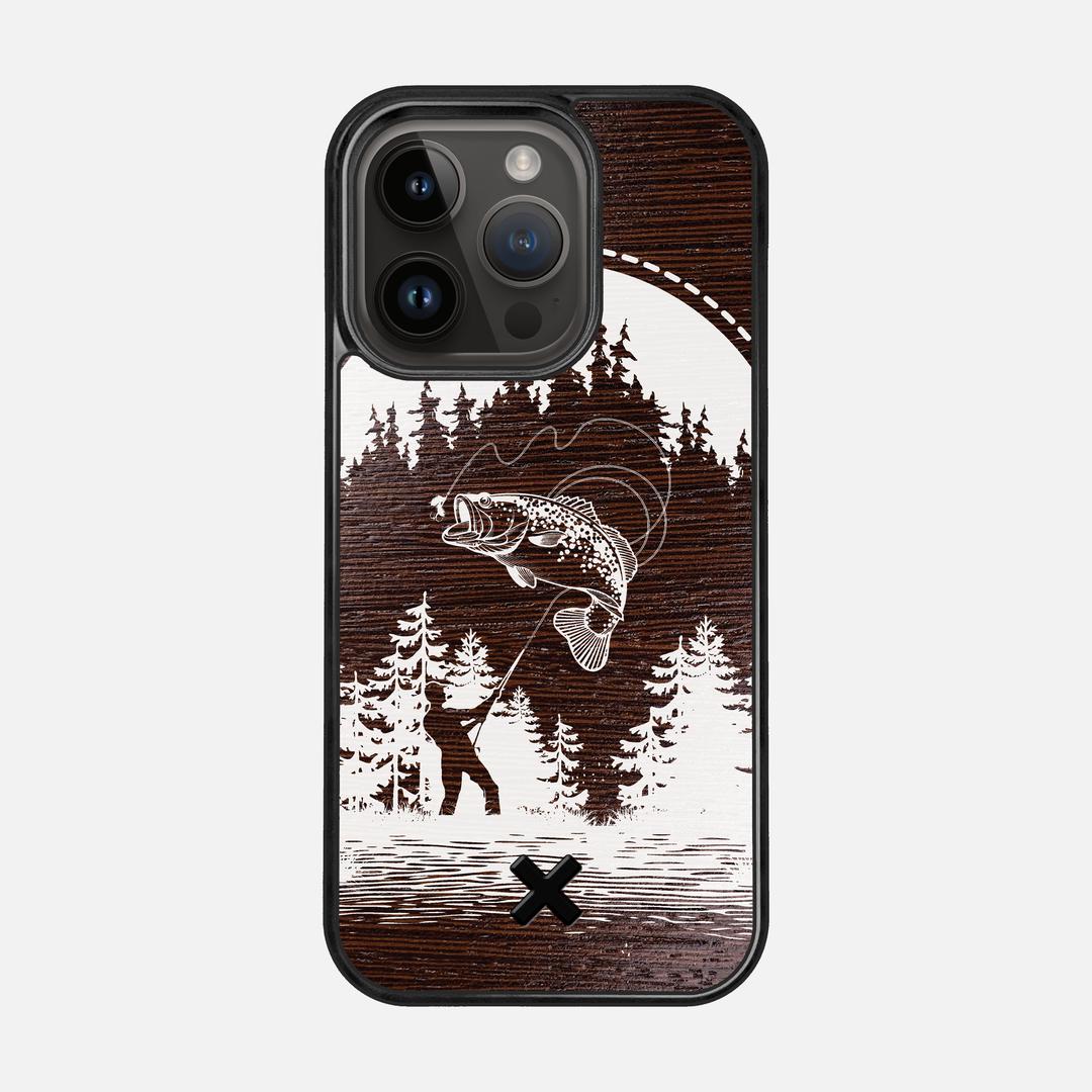 Angler Case for the Apple iPhone 14 Pro featuring a UV Print and Wenge Wood backer with the Keyway X Mark#Phone Model_iPhone 14 Pro