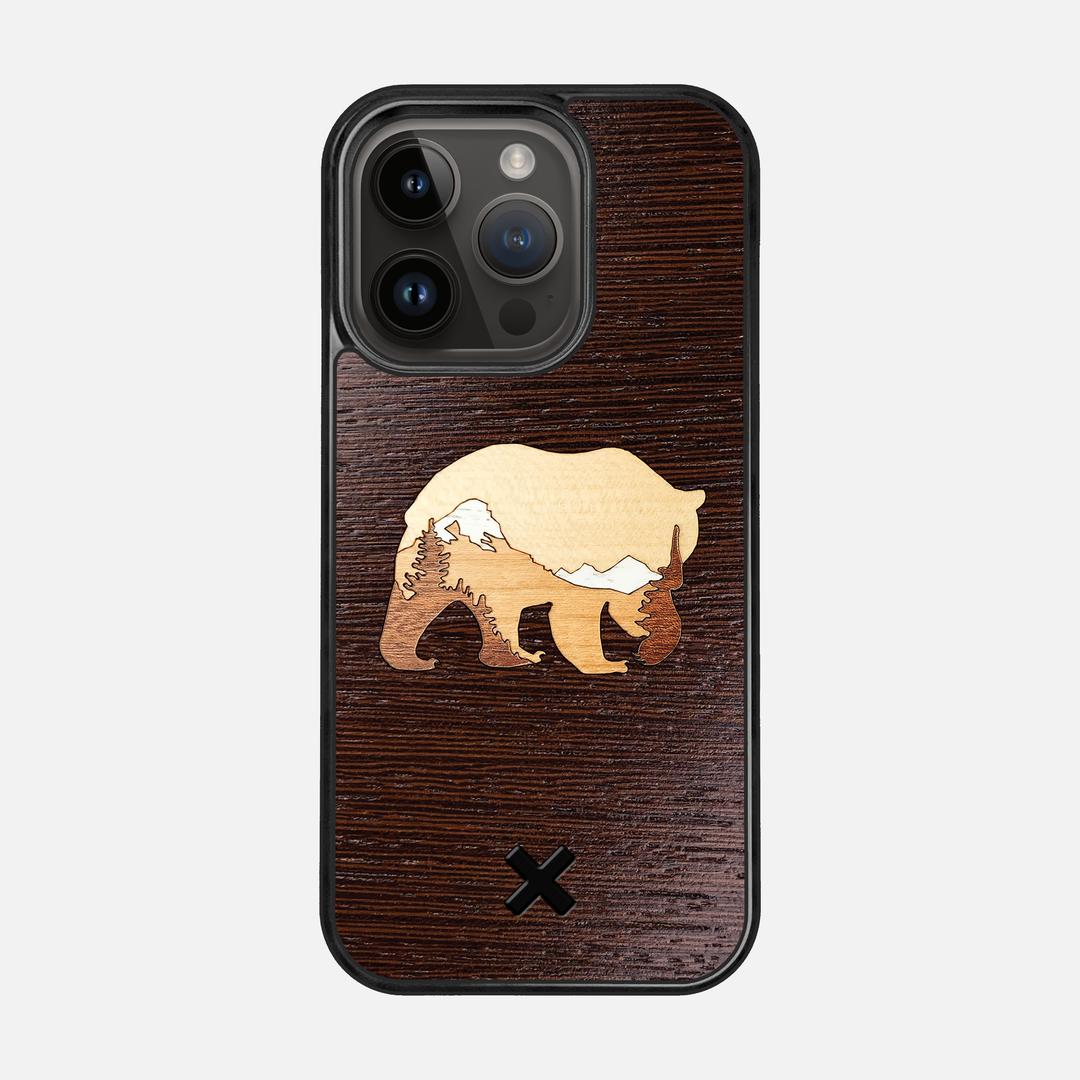 Bear Mountain Case for the Apple iPhone 14 Pro featuring a Wenge, Maple, Cherry, and Sapele Wood backer with the Keyway X Mark#Phone Model_iPhone 14 Pro