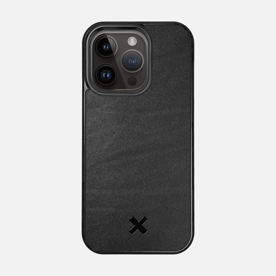 Charcoal Leather Case for the Apple iPhone 14 Pro featuring a Genuine Leather backer with the Keyway X Mark#Phone Model_iPhone 14 Pro