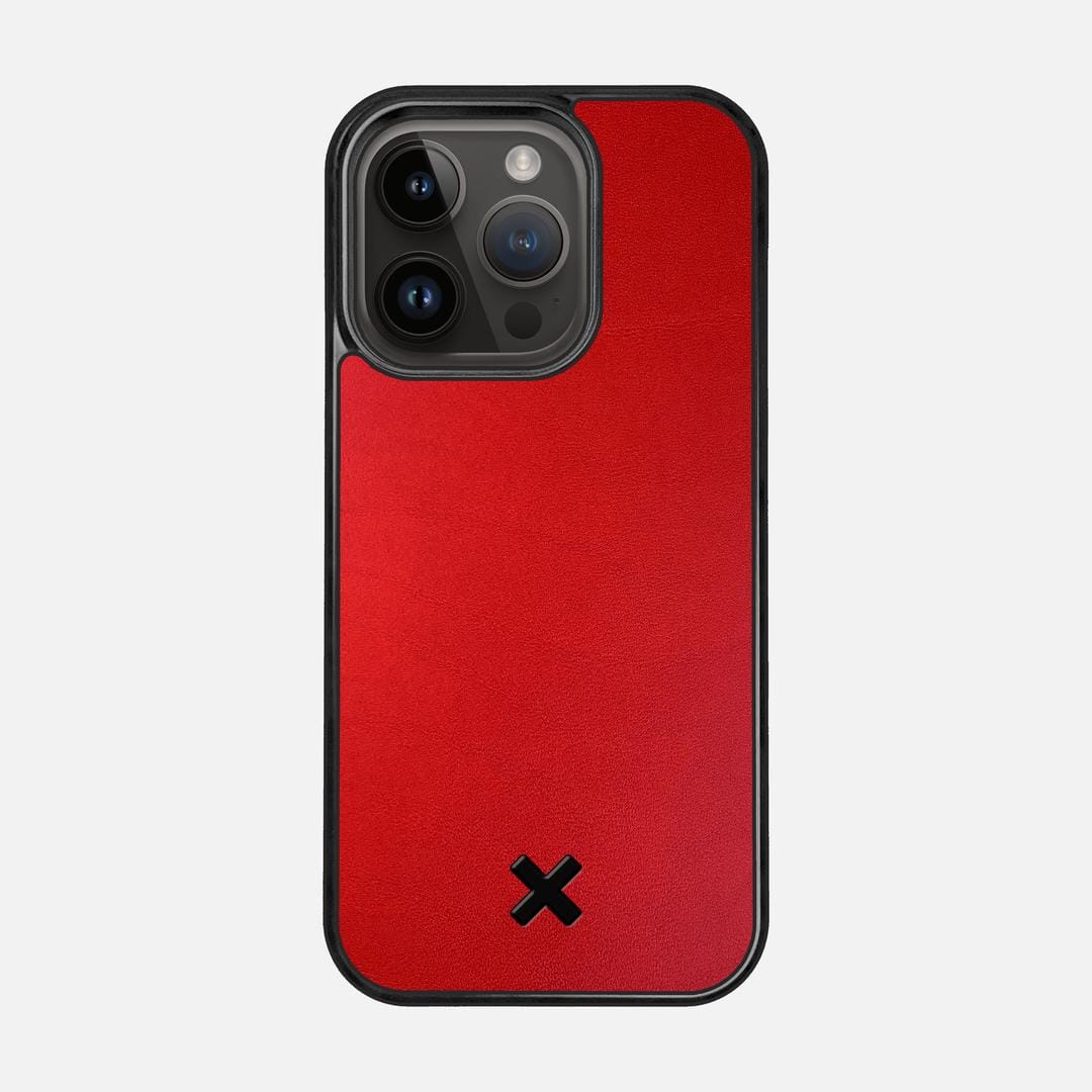 Crimson Leather Case for the Apple iPhone 14 Pro featuring a Genuine Leather backer with the Keyway X Mark#Phone Model_iPhone 14 Pro