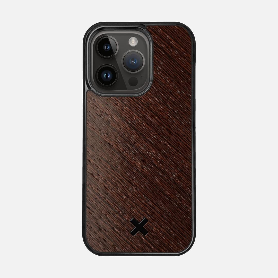 Wenge Pure Case for the Apple iPhone 14 Pro featuring a Wenge Wood backer with the Keyway X Mark#Phone Model_iPhone 14 Pro