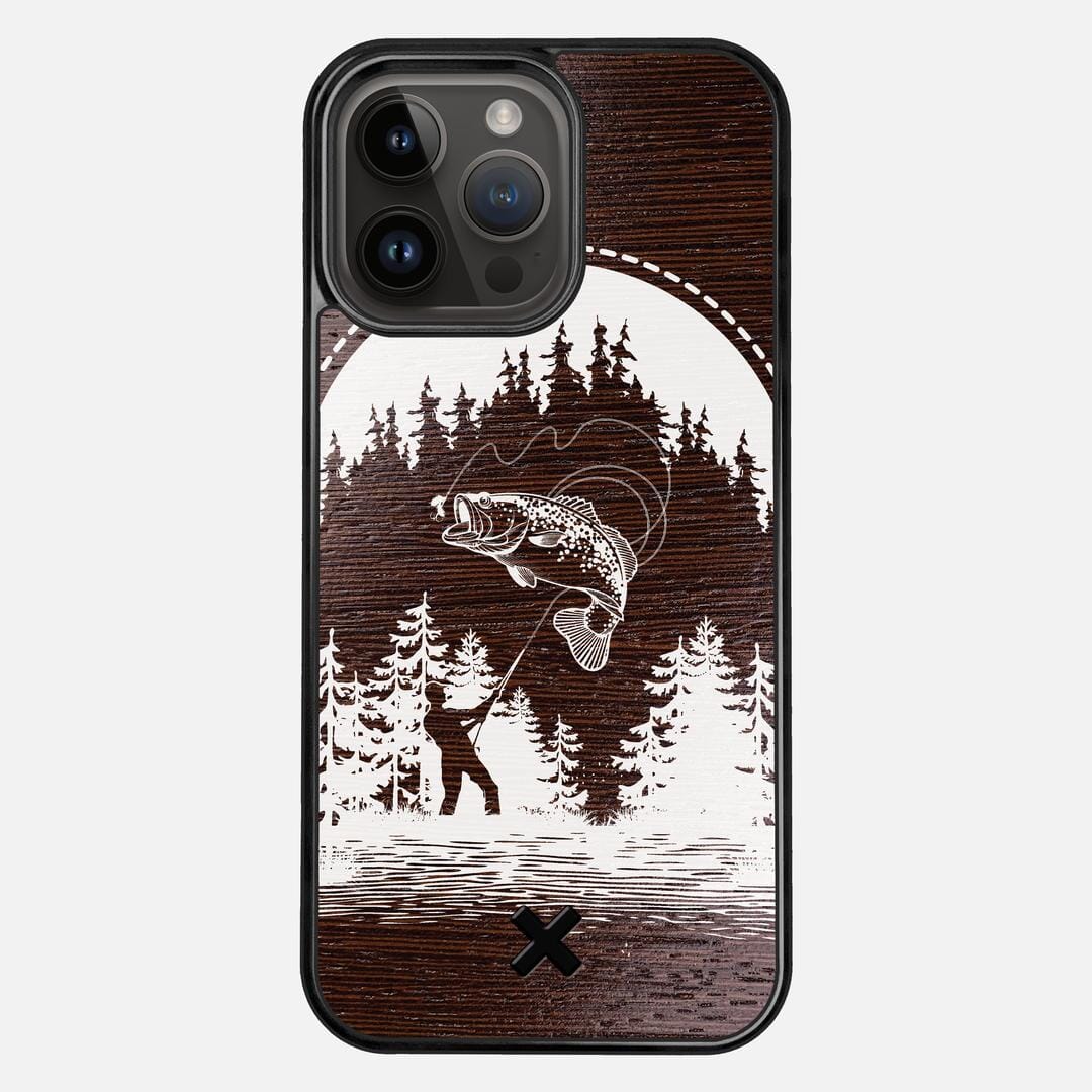 Angler Case for the Apple iPhone 14 Pro Max featuring a UV Print and Wenge Wood backer with the Keyway X Mark#Phone Model_iPhone 14 Pro Max