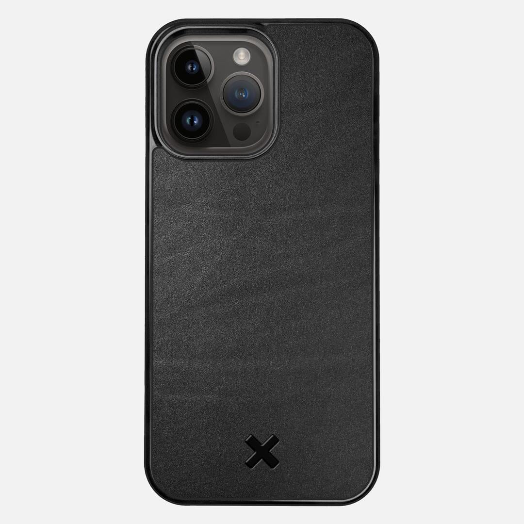 Charcoal Leather Case for the Apple iPhone 14 Pro Max featuring a Genuine Leather backer with the Keyway X Mark#Phone Model_iPhone 14 Pro Max