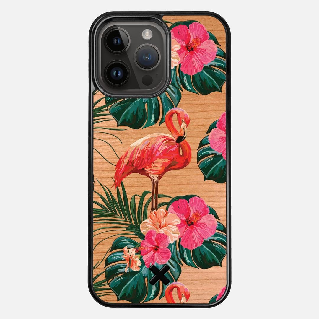 Flamingo Case for the Apple iPhone 14 Pro Max featuring a UV Printed Cherry Wood backer with the Keyway X Mark#Phone Model_iPhone 14 Pro Max