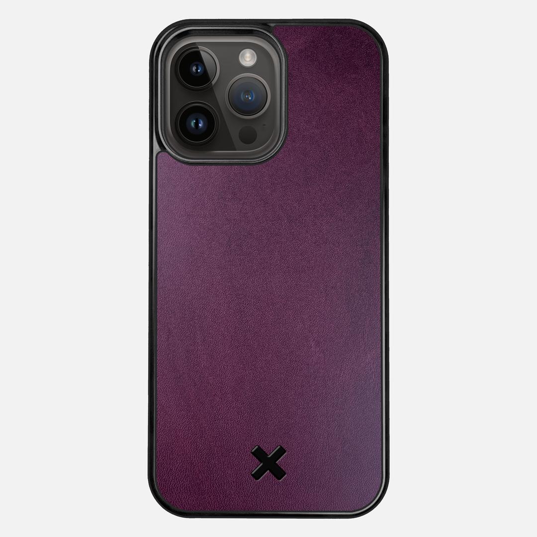 Plum Leather Case for the Apple iPhone 14 Pro Max featuring a Genuine Leather backer with the Keyway X Mark#Phone Model_iPhone 14 Pro Max
