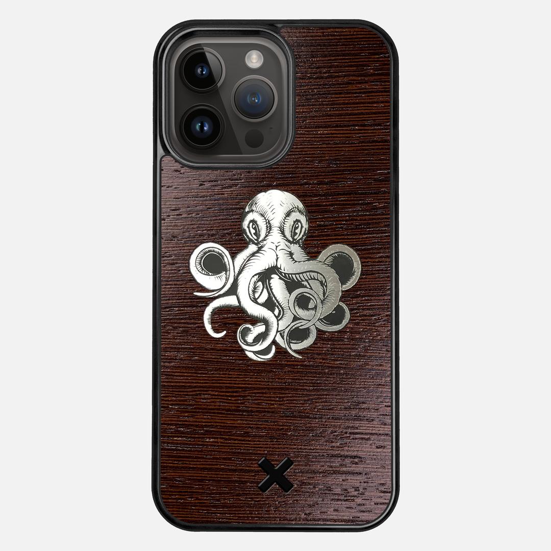 Prize Kraken Case for the Apple iPhone 14 Pro Max featuring an Engraved Silver and Wenge Wood backer with the Keyway X Mark#Phone Model_iPhone 14 Pro Max