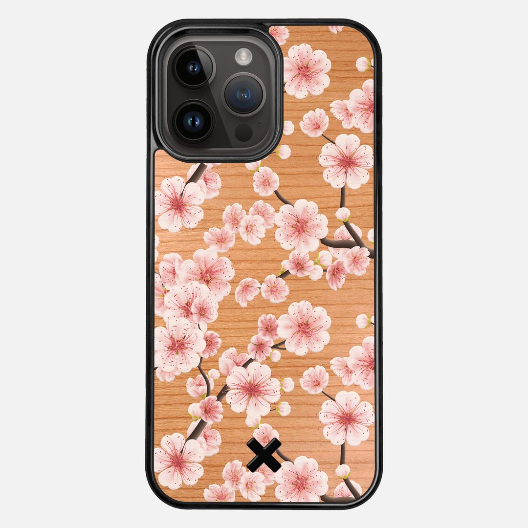 Sakura Case for the Apple iPhone 14 Pro Max featuring a UV Printed Cherry Wood backer with the Keyway X Mark#Phone Model_iPhone 14 Pro Max