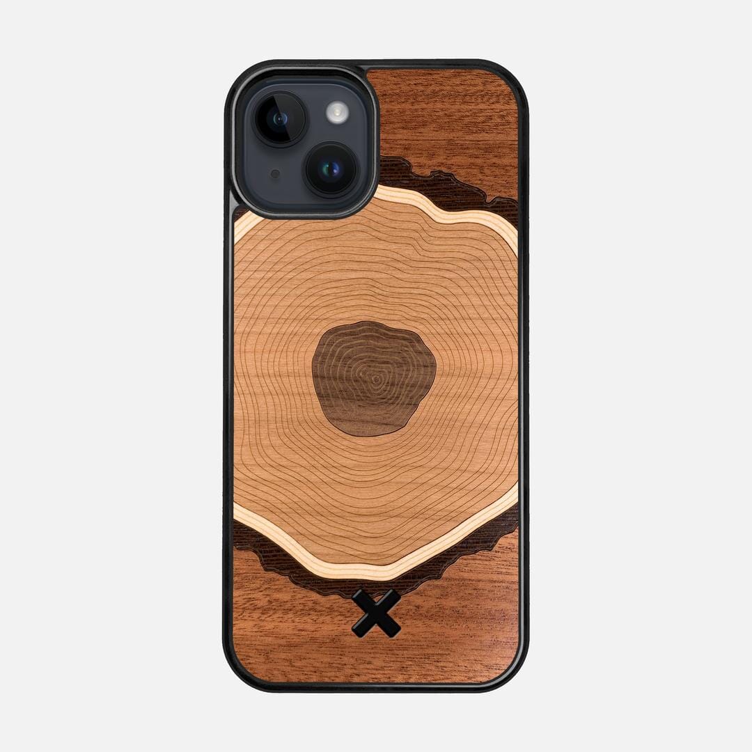 Arbor Case for the Apple iPhone 15 featuring a Sapele, Wenge, Maple, Cherry, and Walnut Wood backer with the Keyway X Mark#Phone Model_iPhone 15