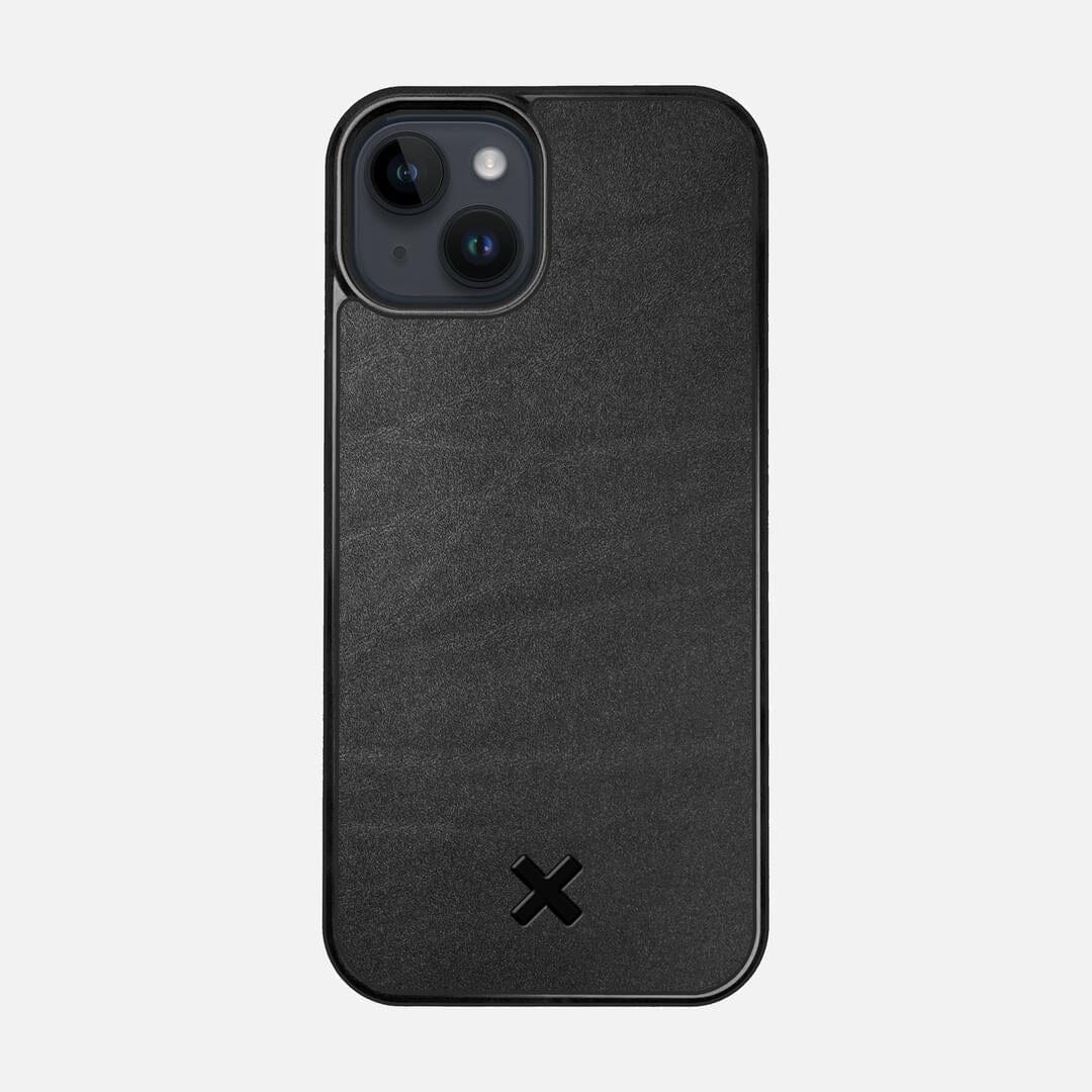 Charcoal Leather Case for the Apple iPhone 15 featuring a Genuine Leather backer with the Keyway X Mark#Phone Model_iPhone 15