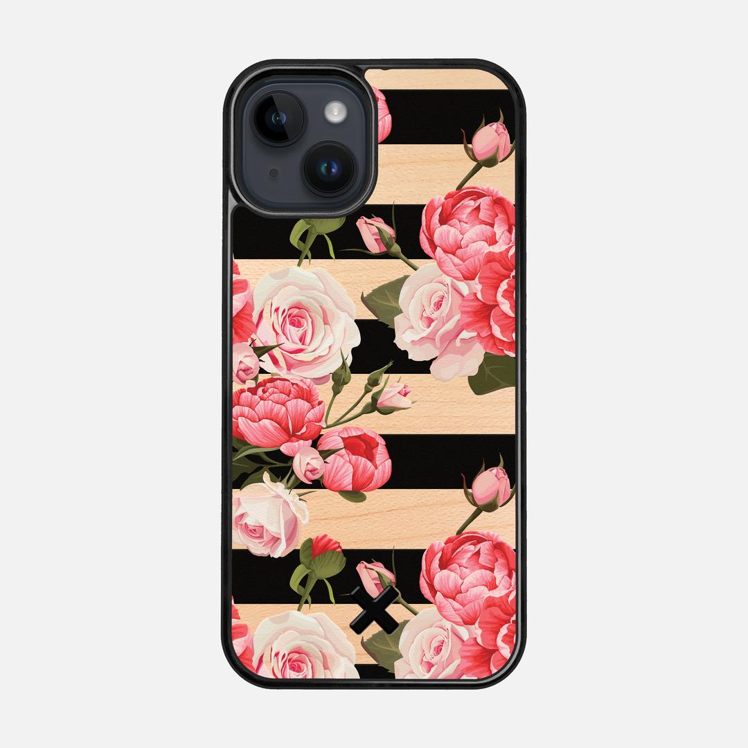 Peony Case for the Apple iPhone 15 featuring a UV Printed Maple Wood backer with the Keyway X Mark#Phone Model_iPhone 15