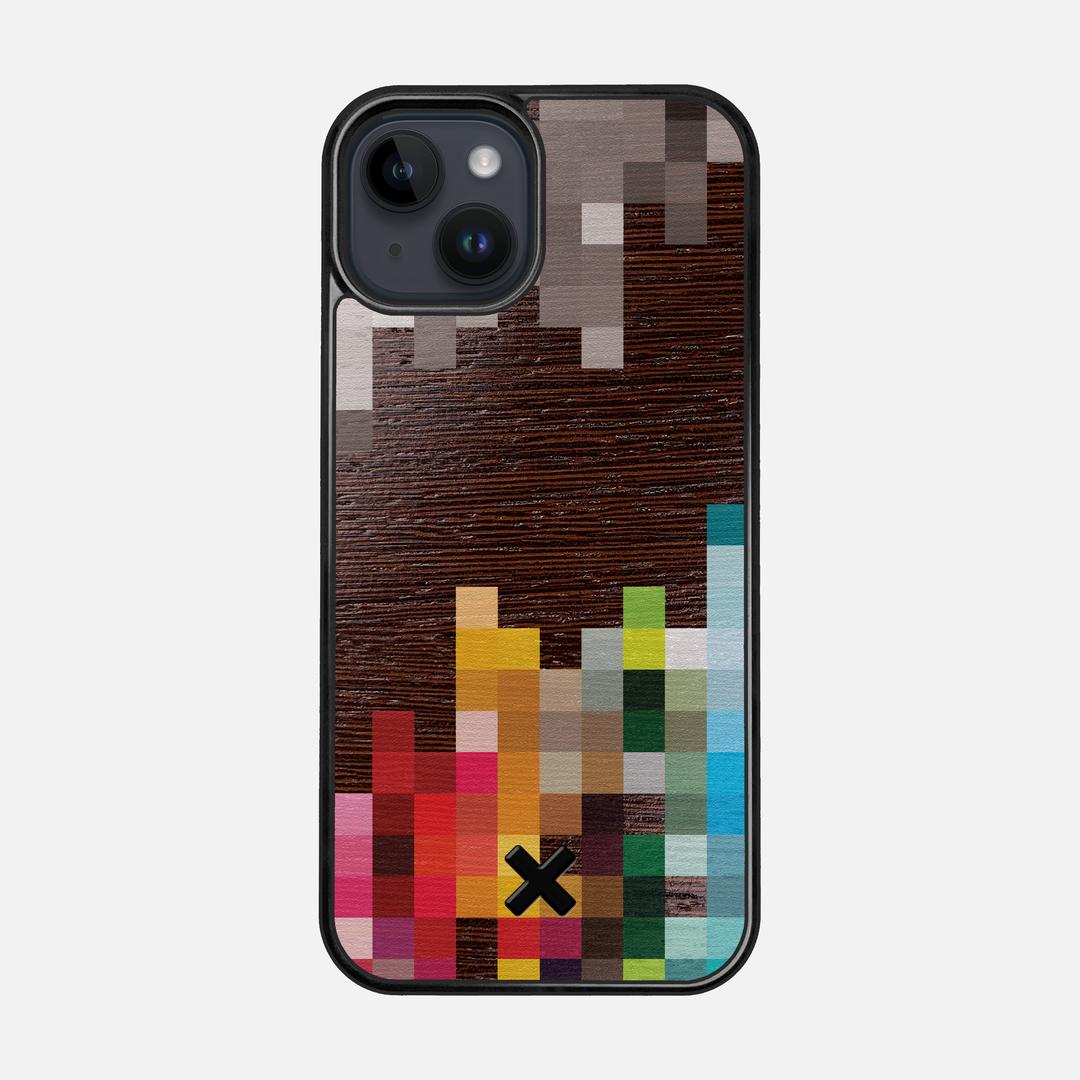 Pixelation Case for the Apple iPhone 15 featuring a UV Printed Wenge Wood backer with the Keyway X Mark#Phone Model_iPhone 15