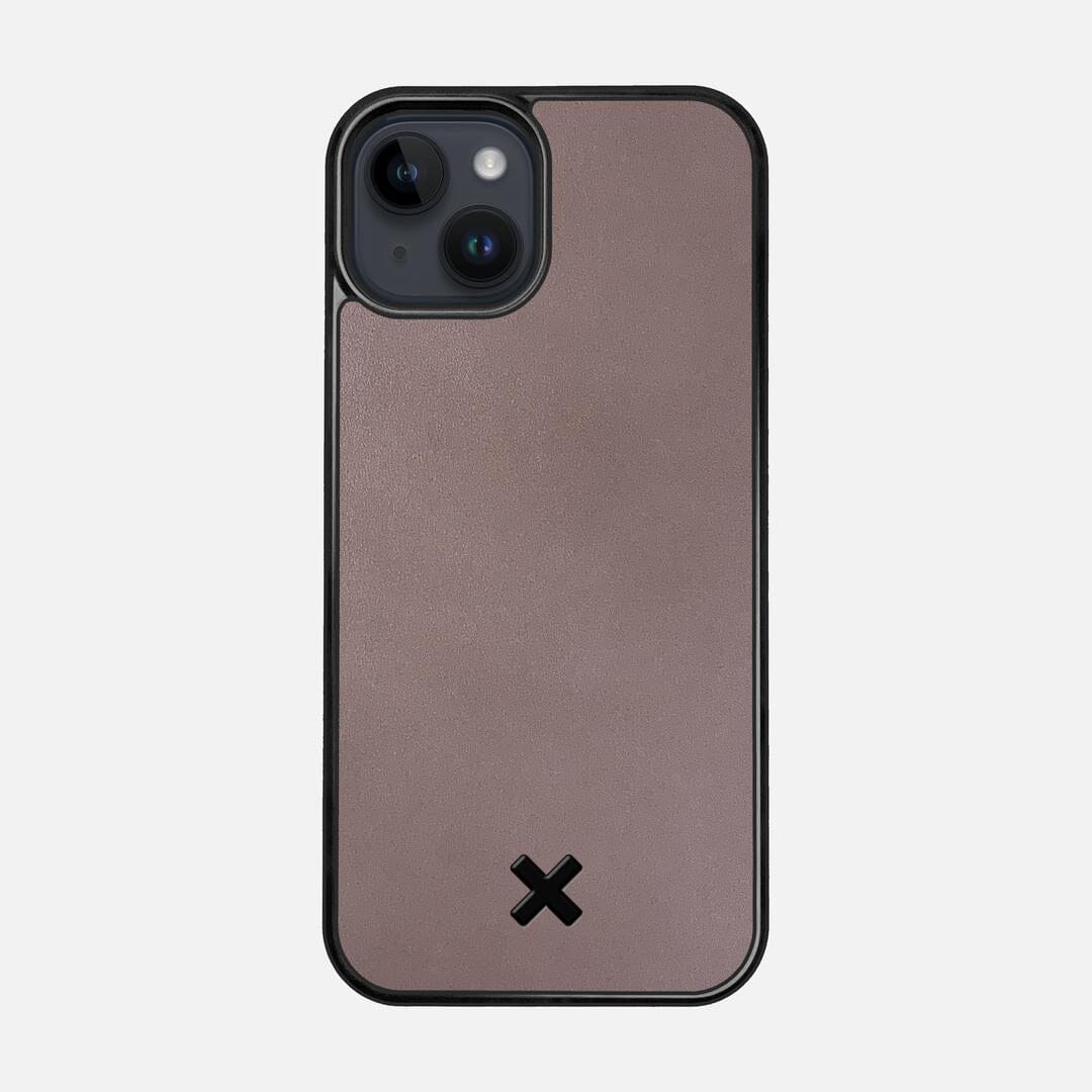 Slate Leather Case for the Apple iPhone 15 featuring a Genuine Leather backer with the Keyway X Mark#Phone Model_iPhone 15