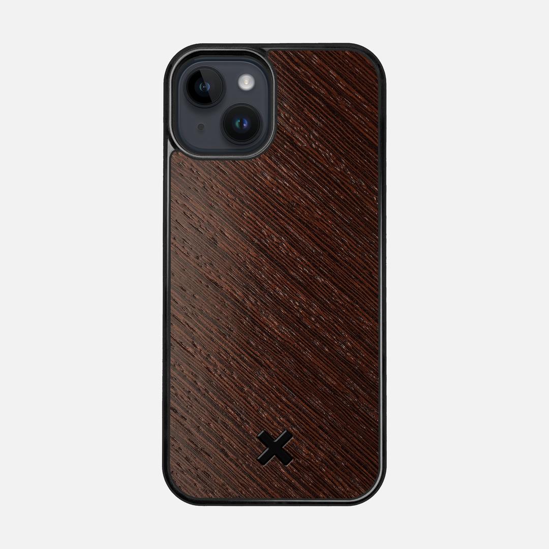 Wenge Pure Case for the Apple iPhone 15 featuring a Wenge Wood backer with the Keyway X Mark#Phone Model_iPhone 15