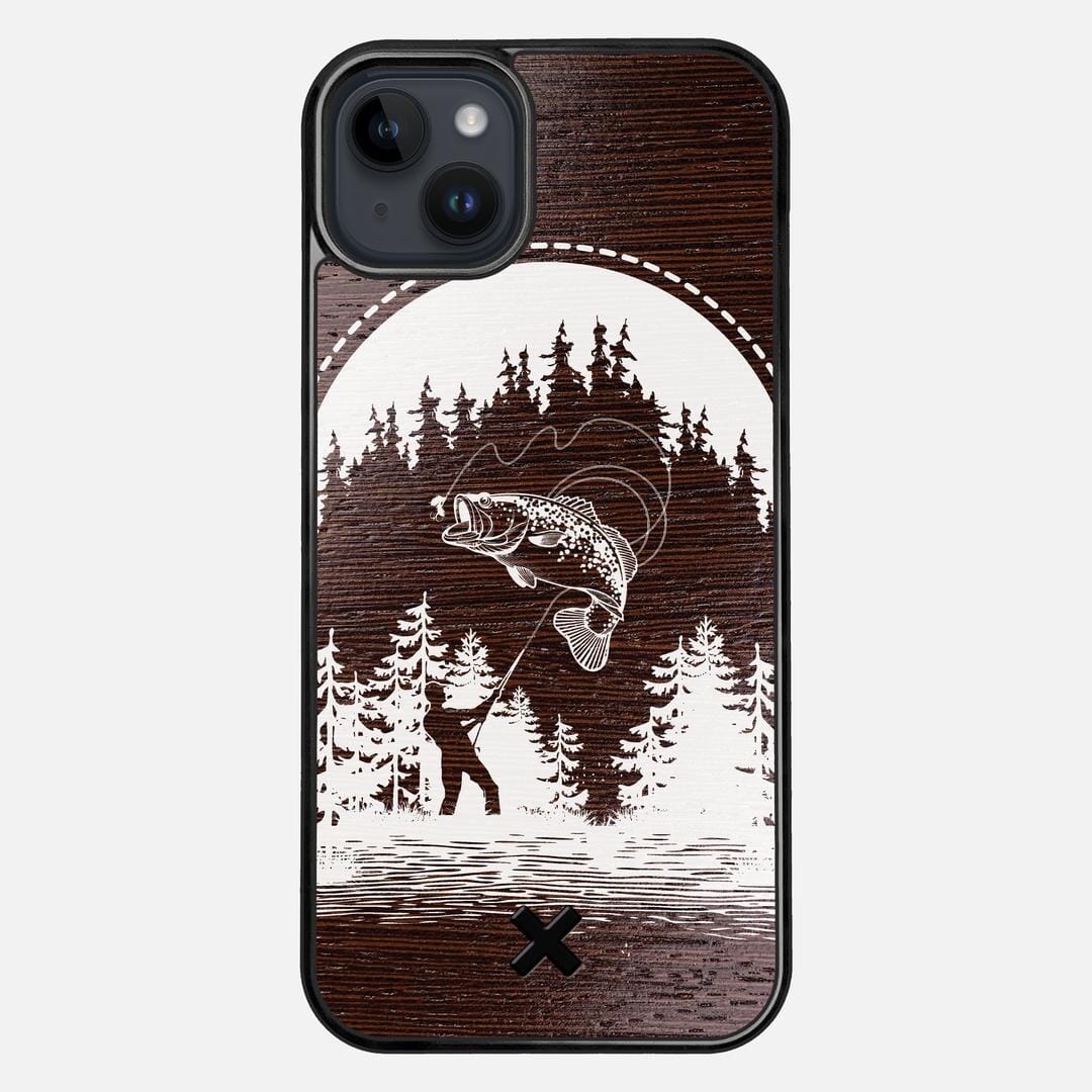 Angler Case for the Apple iPhone 15 Plus featuring a UV Print and Wenge Wood backer with the Keyway X Mark#Phone Model_iPhone 15 Plus