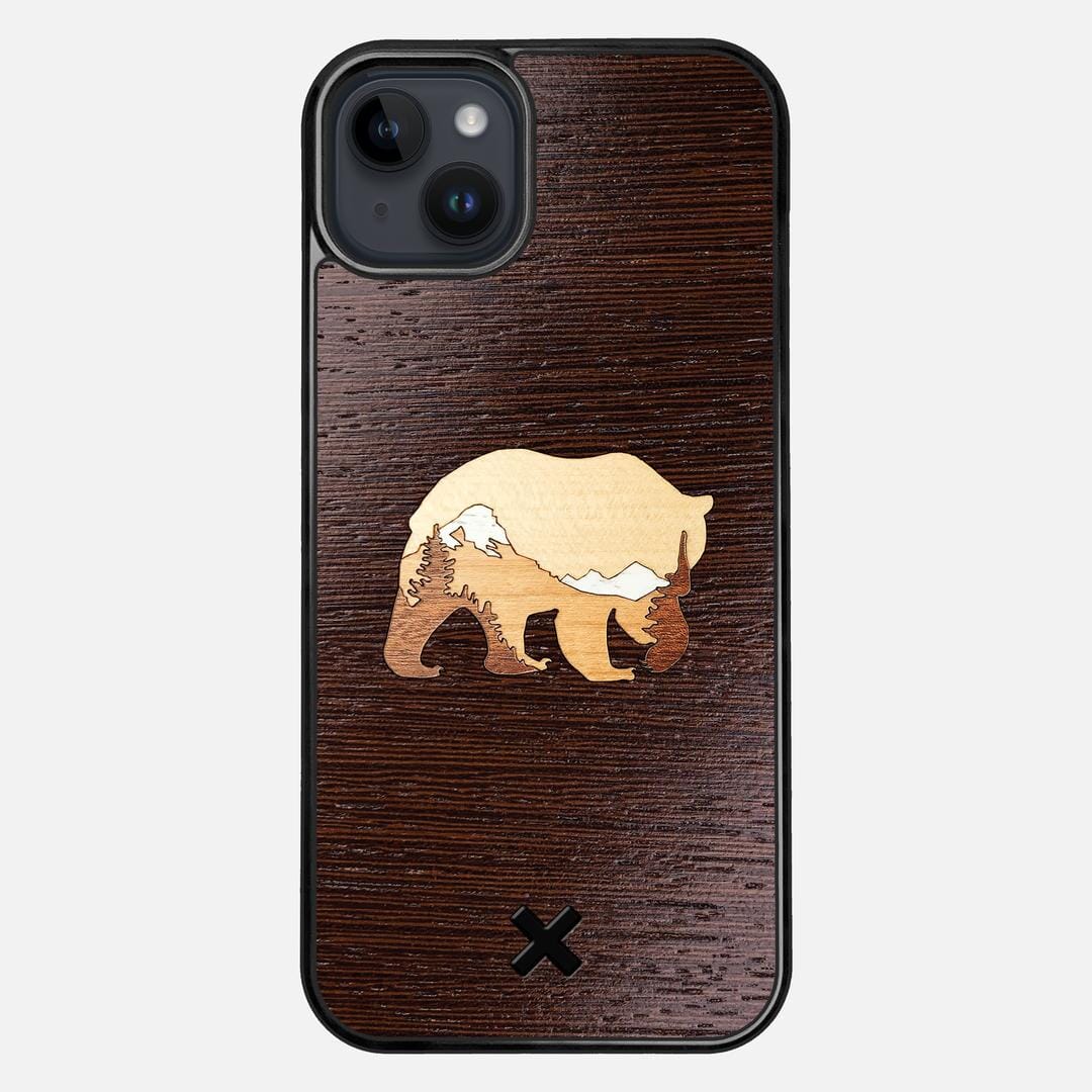 Bear Mountain Case for the Apple iPhone 15 Plus featuring a Wenge, Maple, Cherry, and Sapele Wood backer with the Keyway X Mark#Phone Model_iPhone 15 Plus