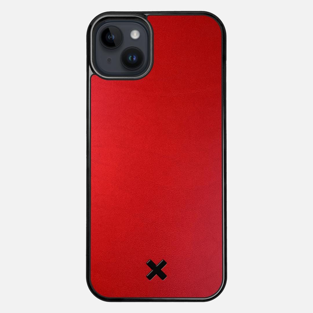 Crimson Leather Case for the Apple iPhone 15 Plus featuring a Genuine Leather backer with the Keyway X Mark#Phone Model_iPhone 15 Plus