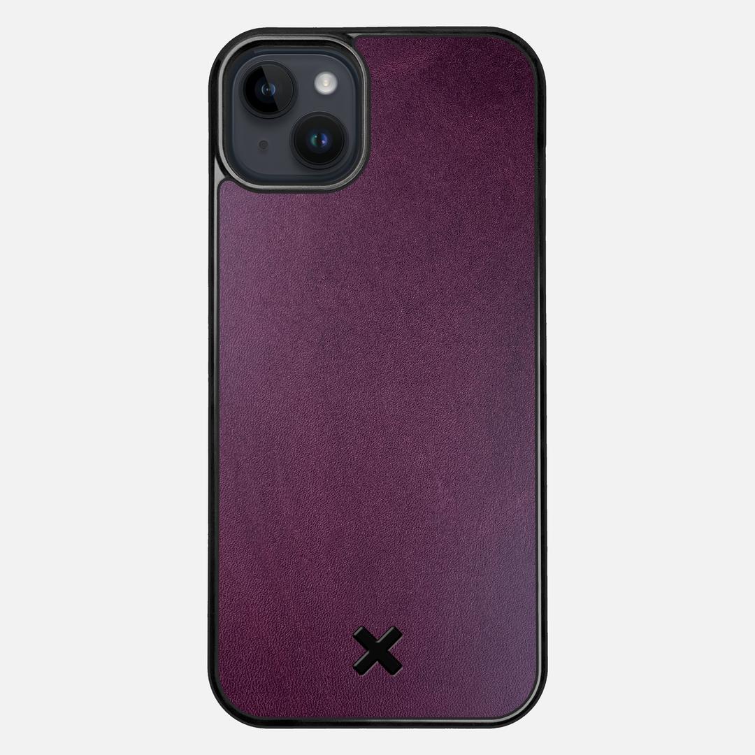 Plum Leather Case for the Apple iPhone 15 Plus featuring a Genuine Leather backer with the Keyway X Mark#Phone Model_iPhone 15 Plus