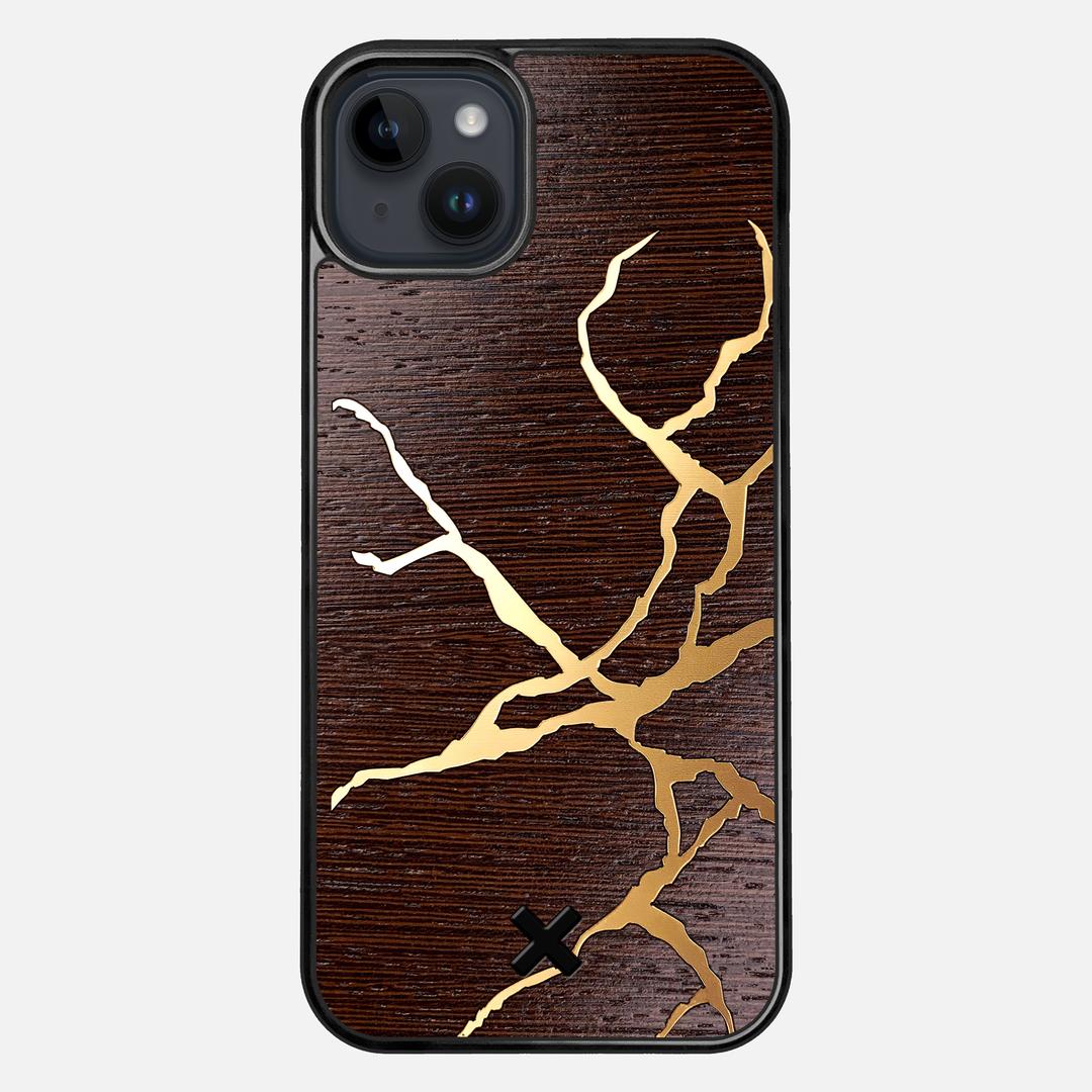 Restore Case for the Apple iPhone 15 Plus featuring a Gold and Wenge Wood backer with the Keyway X Mark#Phone Model_iPhone 15 Plus