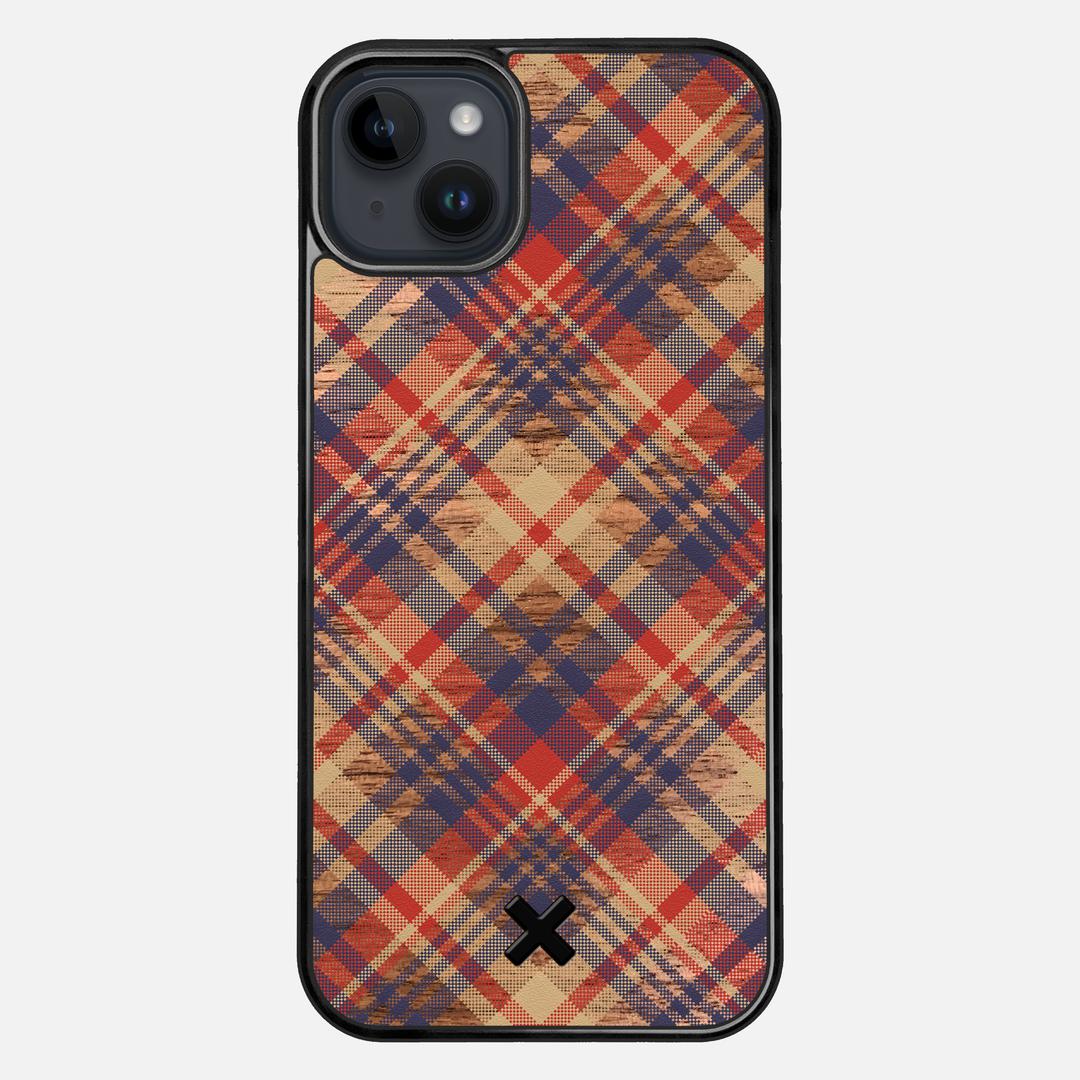 Tartan Case for the Apple iPhone 15 Plus featuring a UV Printed Walnut Wood backer with the Keyway X Mark#Phone Model_iPhone 15 Plus