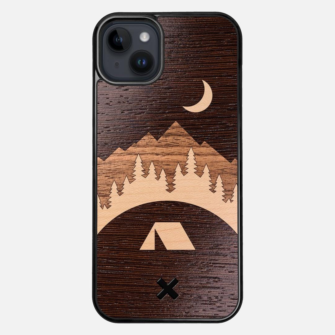 Woodland Case for the Apple iPhone 15 Plus featuring a Wenge, Maple, and Walnut Wood backer with the Keyway X Mark#Phone Model_iPhone 15 Plus