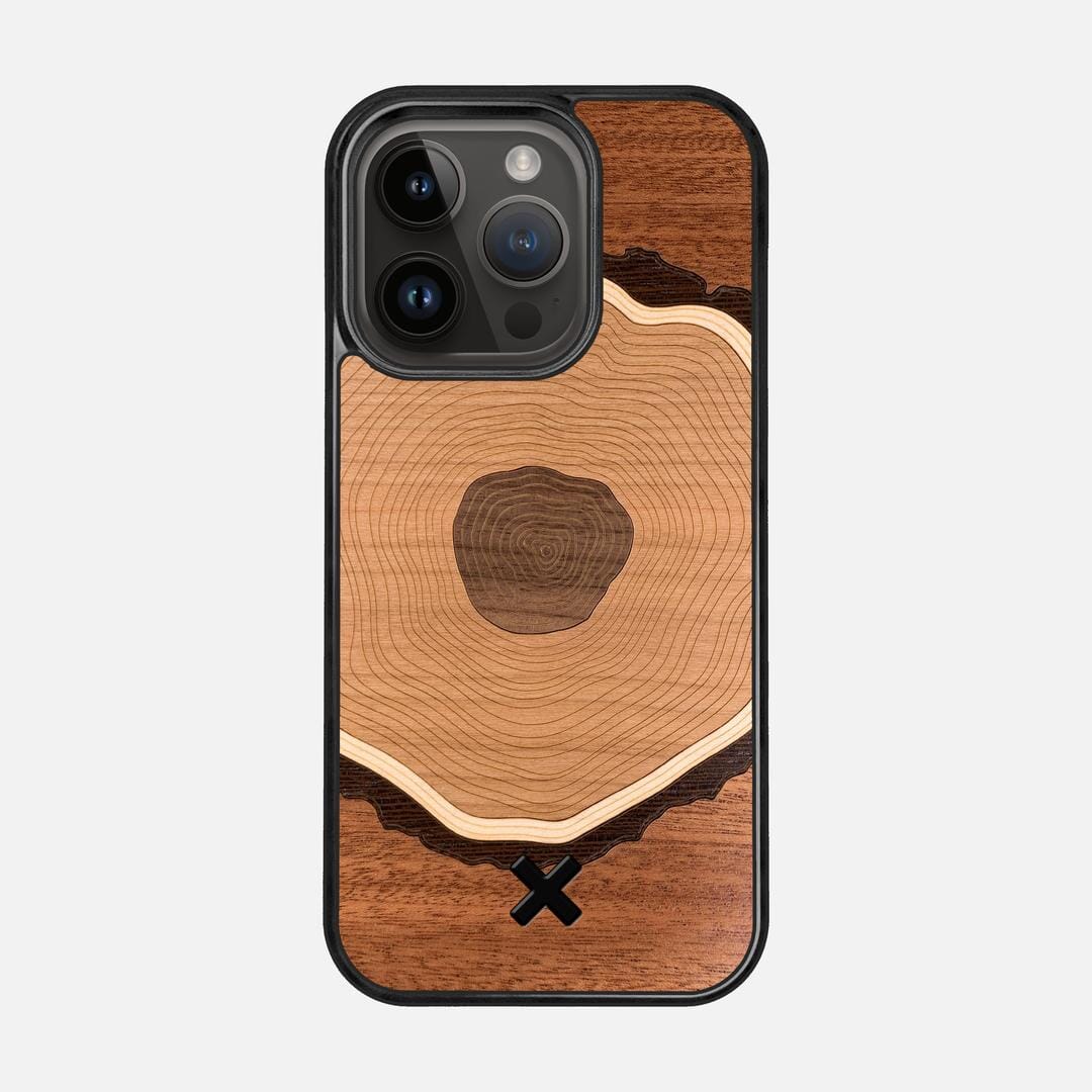 Arbor Case for the Apple iPhone 15 Pro featuring a Sapele, Wenge, Maple, Cherry, and Walnut Wood backer with the Keyway X Mark#Phone Model_iPhone 15 Pro