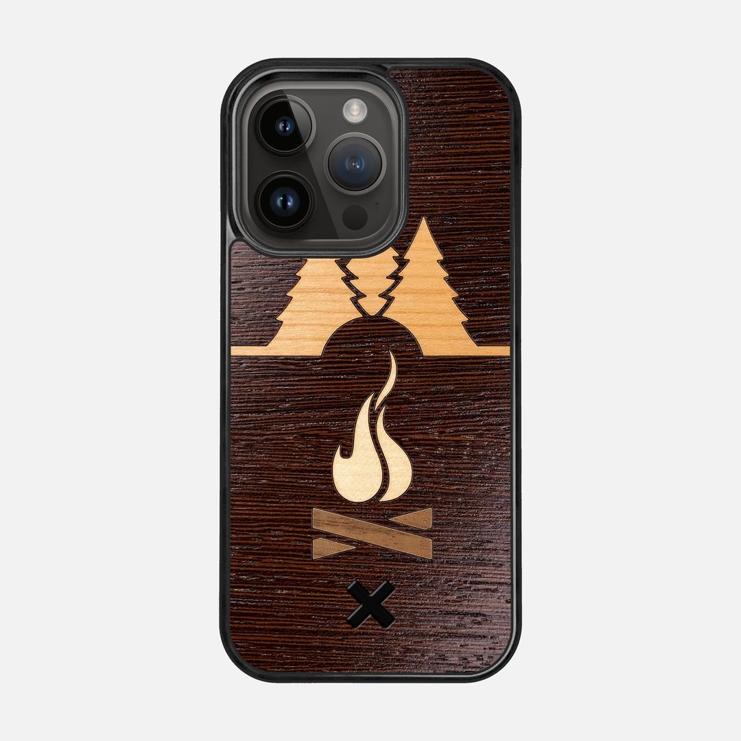 Nomad Case for the Apple iPhone 15 Pro featuring a Wenge, Cherry, Maple, and Walnut Wood backer with the Keyway X Mark#Phone Model_iPhone 15 Pro