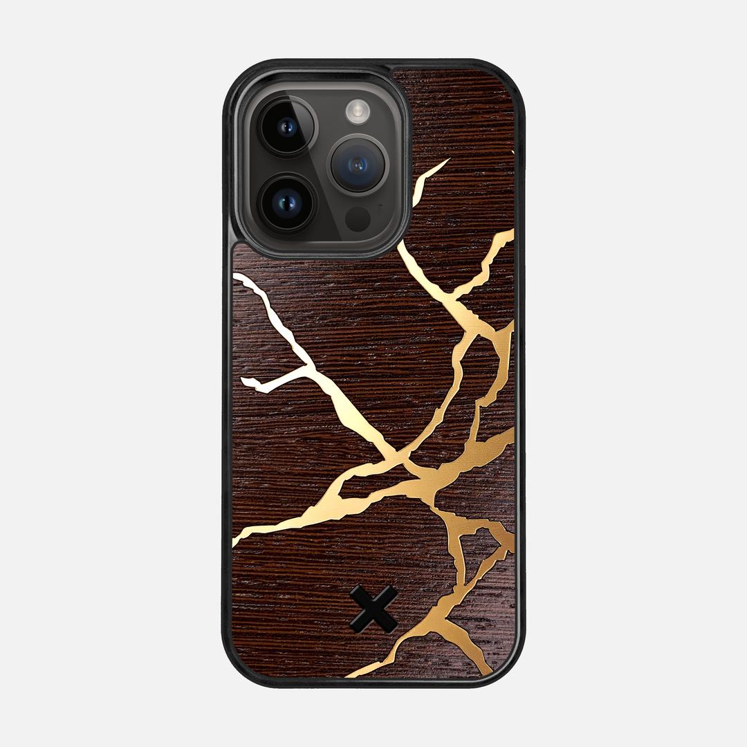 Restore Case for the Apple iPhone 15 Pro featuring a Gold and Wenge Wood backer with the Keyway X Mark#Phone Model_iPhone 15 Pro