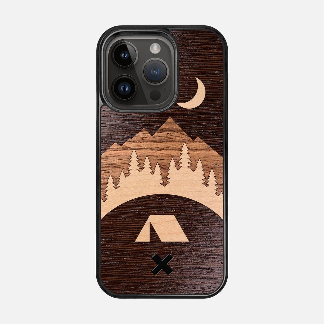 Woodland Case for the Apple iPhone 15 Pro featuring a Wenge, Maple, and Walnut Wood backer with the Keyway X Mark#Phone Model_iPhone 15 Pro