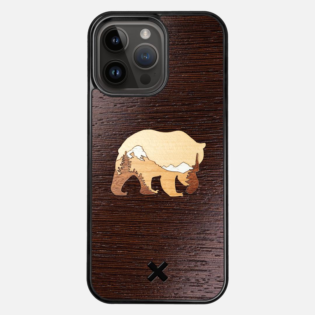 Bear Mountain Case for the Apple iPhone 15 Pro Max featuring a Wenge, Maple, Cherry, and Sapele Wood backer with the Keyway X Mark#Phone Model_iPhone 15 Pro Max