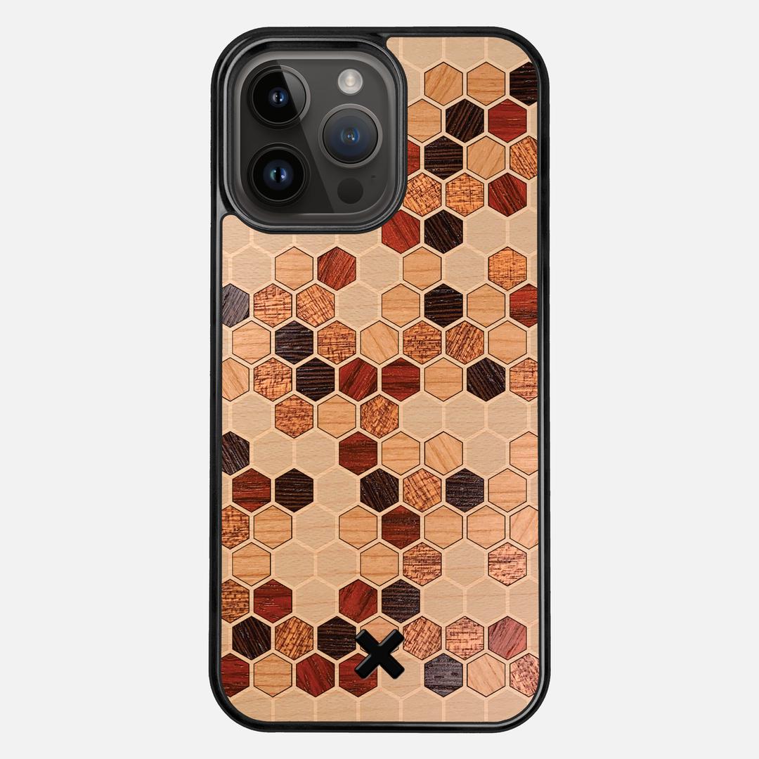 Cellular Case for the Apple iPhone 15 Pro Max featuring a Maple, Cherry, Sapele, Padauk, and Wenge Wood backer with the Keyway X Mark#Phone Model_iPhone 15 Pro Max