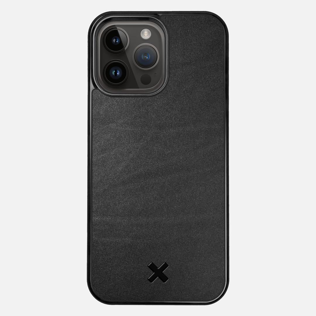 Charcoal Leather Case for the Apple iPhone 15 Pro Max featuring a Genuine Leather backer with the Keyway X Mark#Phone Model_iPhone 15 Pro Max