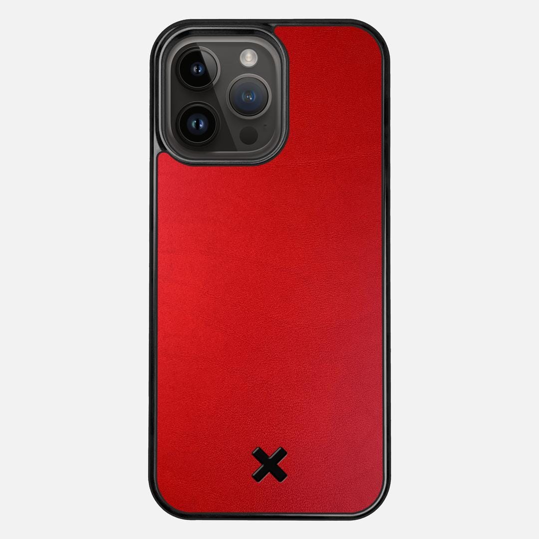 Crimson Leather Case for the Apple iPhone 15 Pro Max featuring a Genuine Leather backer with the Keyway X Mark#Phone Model_iPhone 15 Pro Max