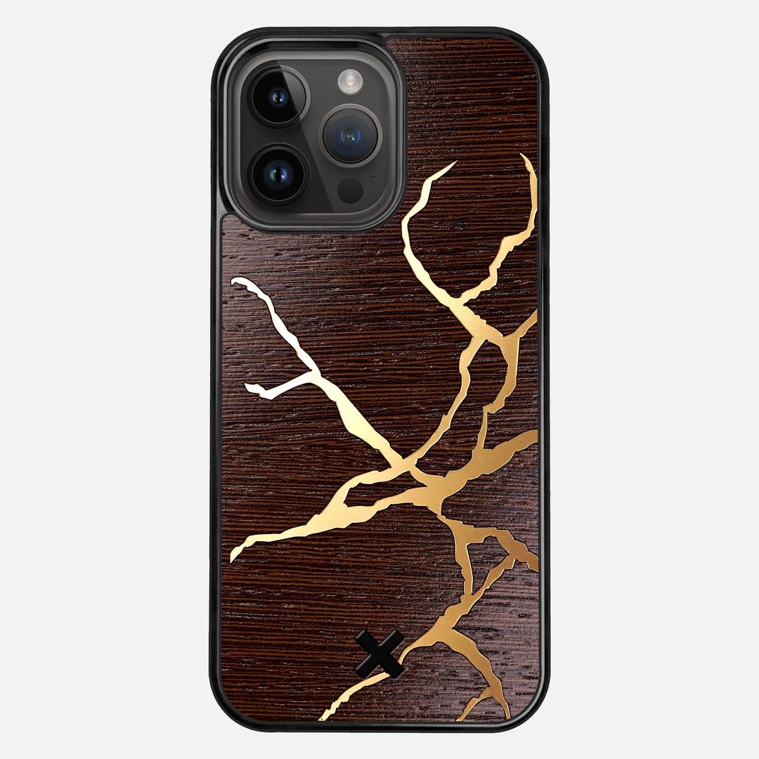 Restore Case for the Apple iPhone 15 Pro Max featuring a Gold and Wenge Wood backer with the Keyway X Mark#Phone Model_iPhone 15 Pro Max