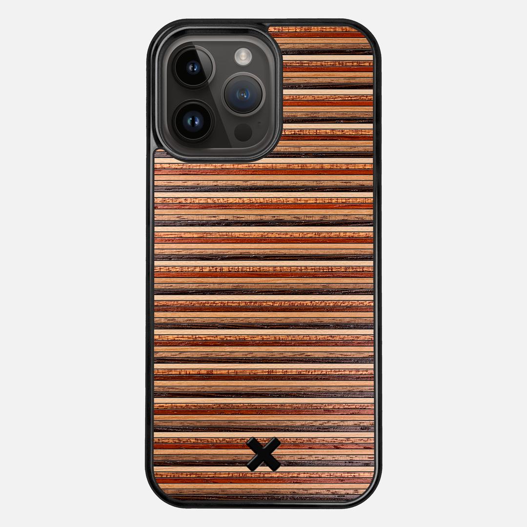 Strata Case for the Apple iPhone 15 Pro Max featuring a Maple, Sapele, Padauk, Cherry, Walnut, and Wenge Wood backer with the Keyway X Mark#Phone Model_iPhone 15 Pro Max
