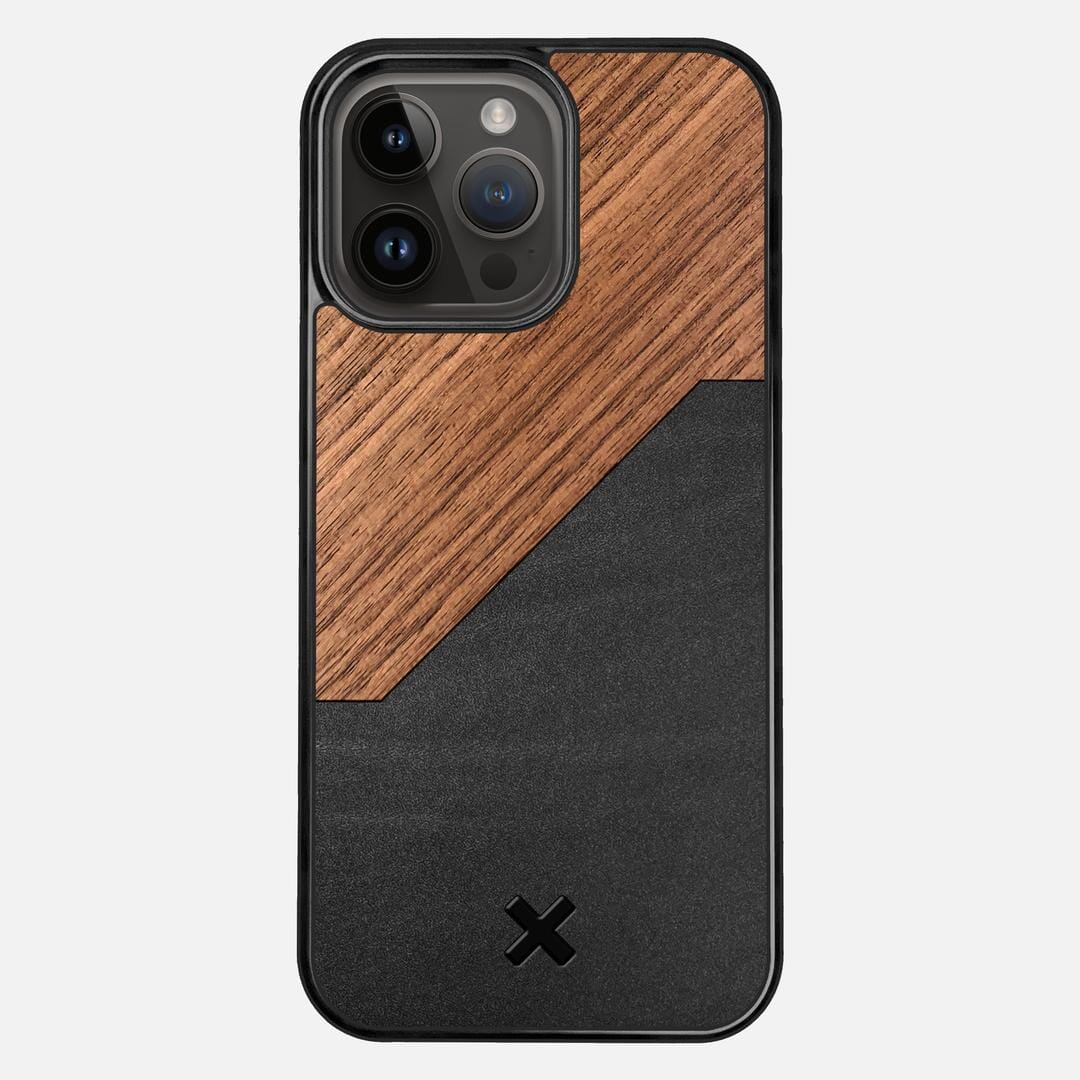 Walnut Rift Case for the Apple iPhone 15 Pro Max featuring a Genuine Leather and Walnut Wood backer with the Keyway X Mark#Phone Model_iPhone 15 Pro Max