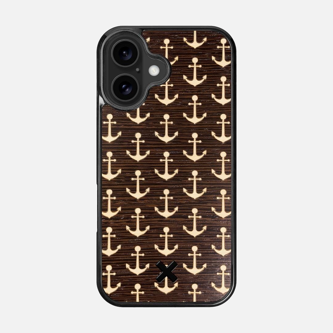 Anchor Case for the Apple iPhone 16 featuring a Maple and Wenge Wood backer with the Keyway X Mark#Phone Model_iPhone 16