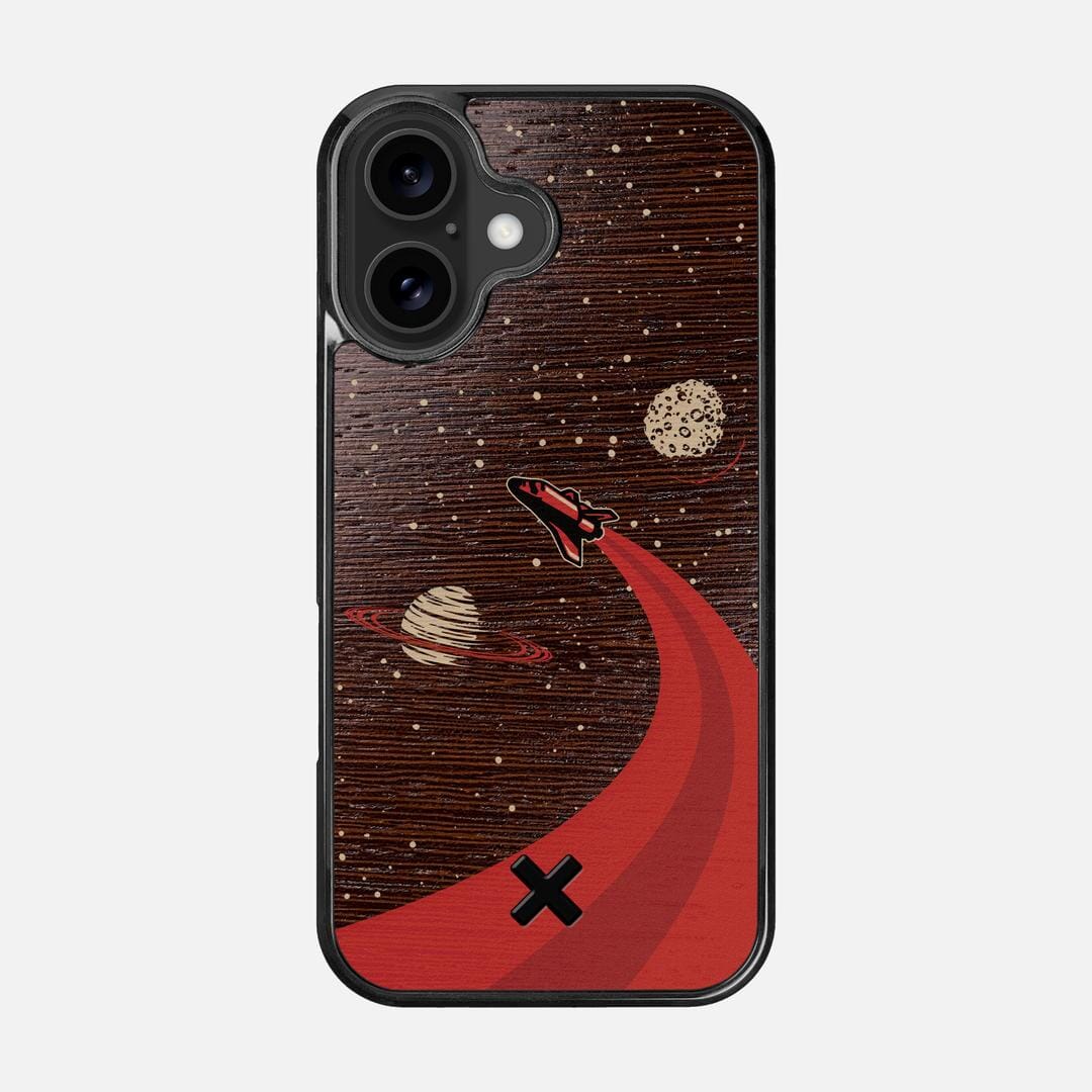 Booster Case for the Apple iPhone 16 featuring a UV Printed Wenge Wood backer with the Keyway X Mark#Phone Model_iPhone 16