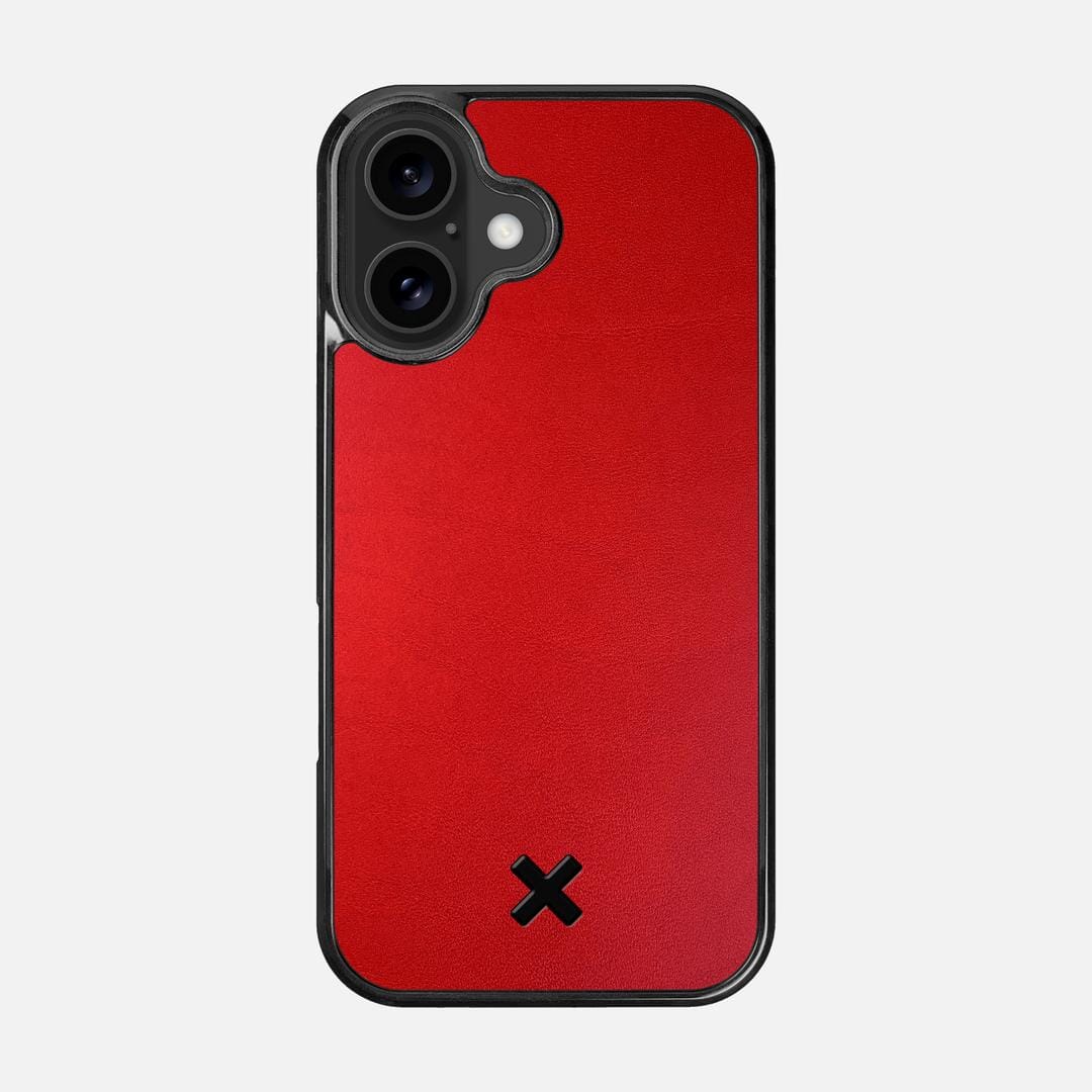 Crimson Leather Case for the Apple iPhone 16 featuring a Genuine Leather backer with the Keyway X Mark#Phone Model_iPhone 16