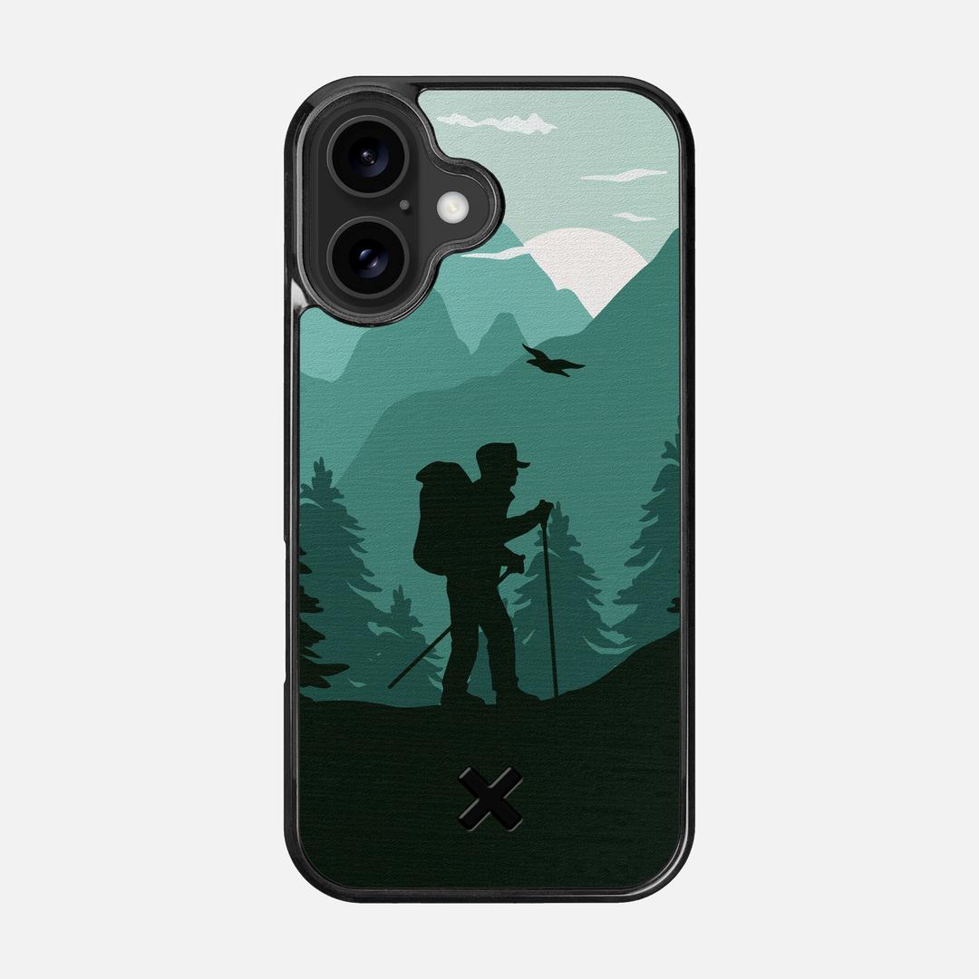 Hiker Case for the Apple iPhone 16 featuring a UV Printed Wenge Wood backer with the Keyway X Mark#Phone Model_iPhone 16
