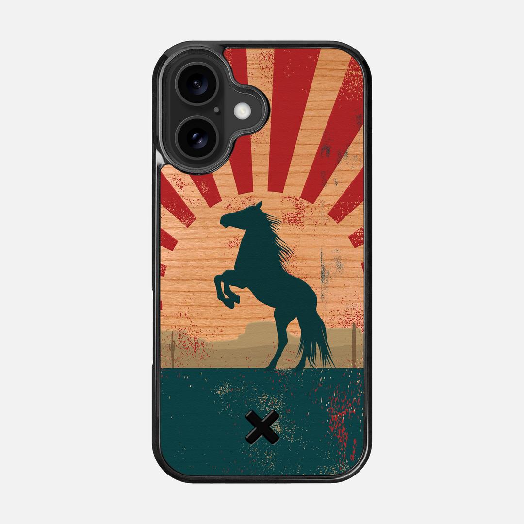 Mustang Case for the Apple iPhone 16 featuring a UV Printed Cherry Wood backer with the Keyway X Mark#Phone Model_iPhone 16