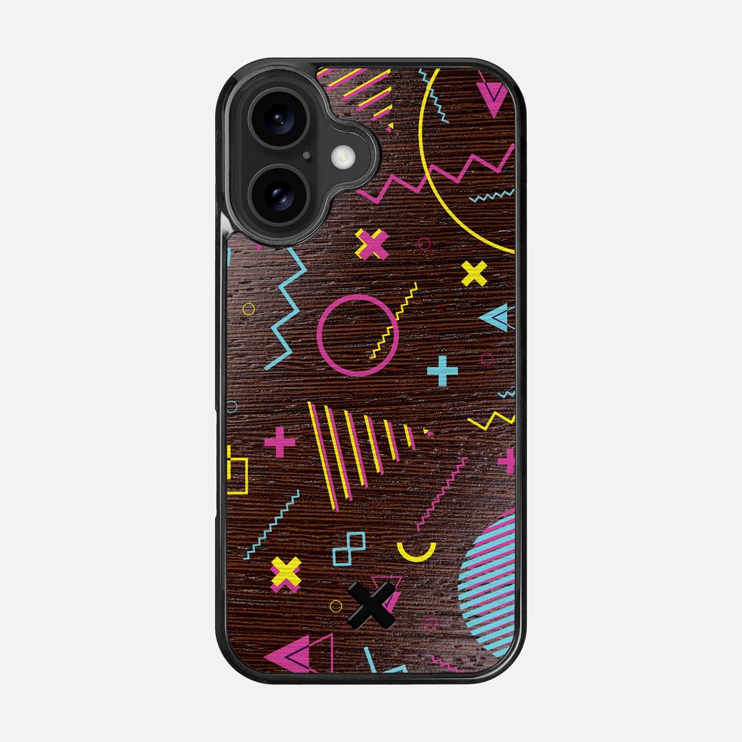 Neon Case for the Apple iPhone 16 featuring a UV Printed Wenge Wood backer with the Keyway X Mark#Phone Model_iPhone 16