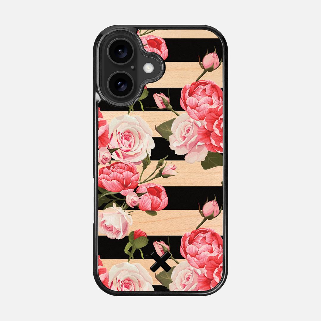 Peony Case for the Apple iPhone 16 featuring a UV Printed Maple Wood backer with the Keyway X Mark#Phone Model_iPhone 16