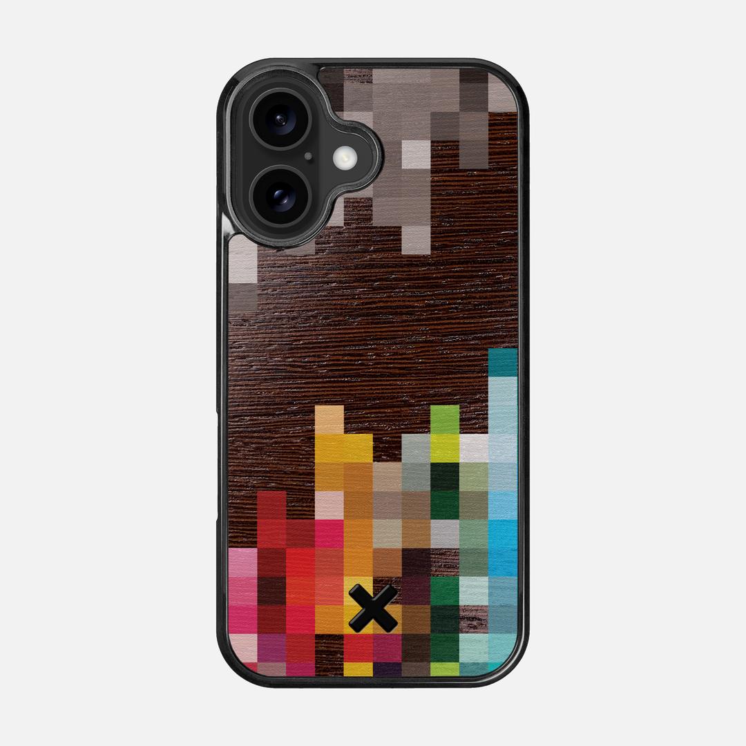 Pixelation Case for the Apple iPhone 16 featuring a UV Printed Wenge Wood backer with the Keyway X Mark#Phone Model_iPhone 16