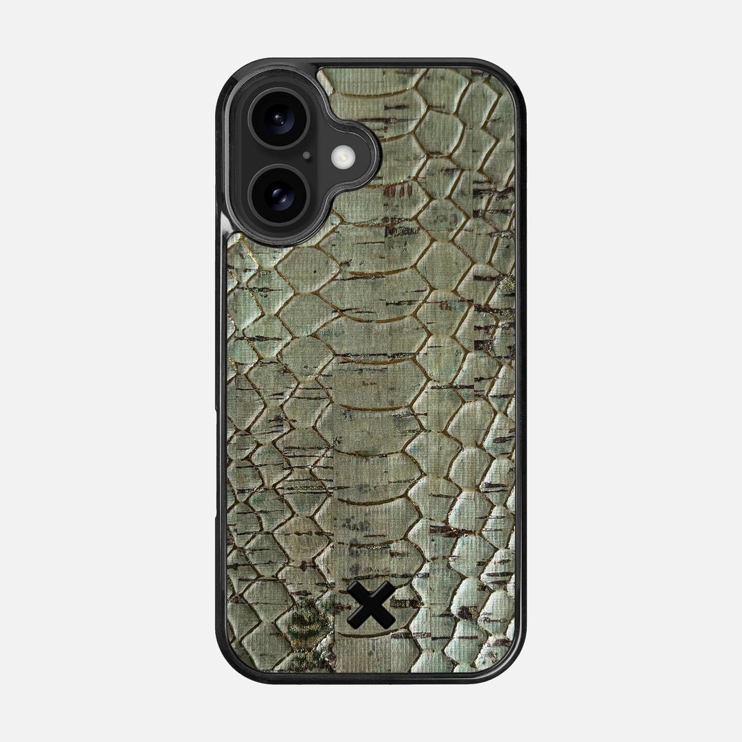 Python Cork Case for the Apple iPhone 16 featuring a Genuine Cork backer with the Keyway X Mark#Phone Model_iPhone 16